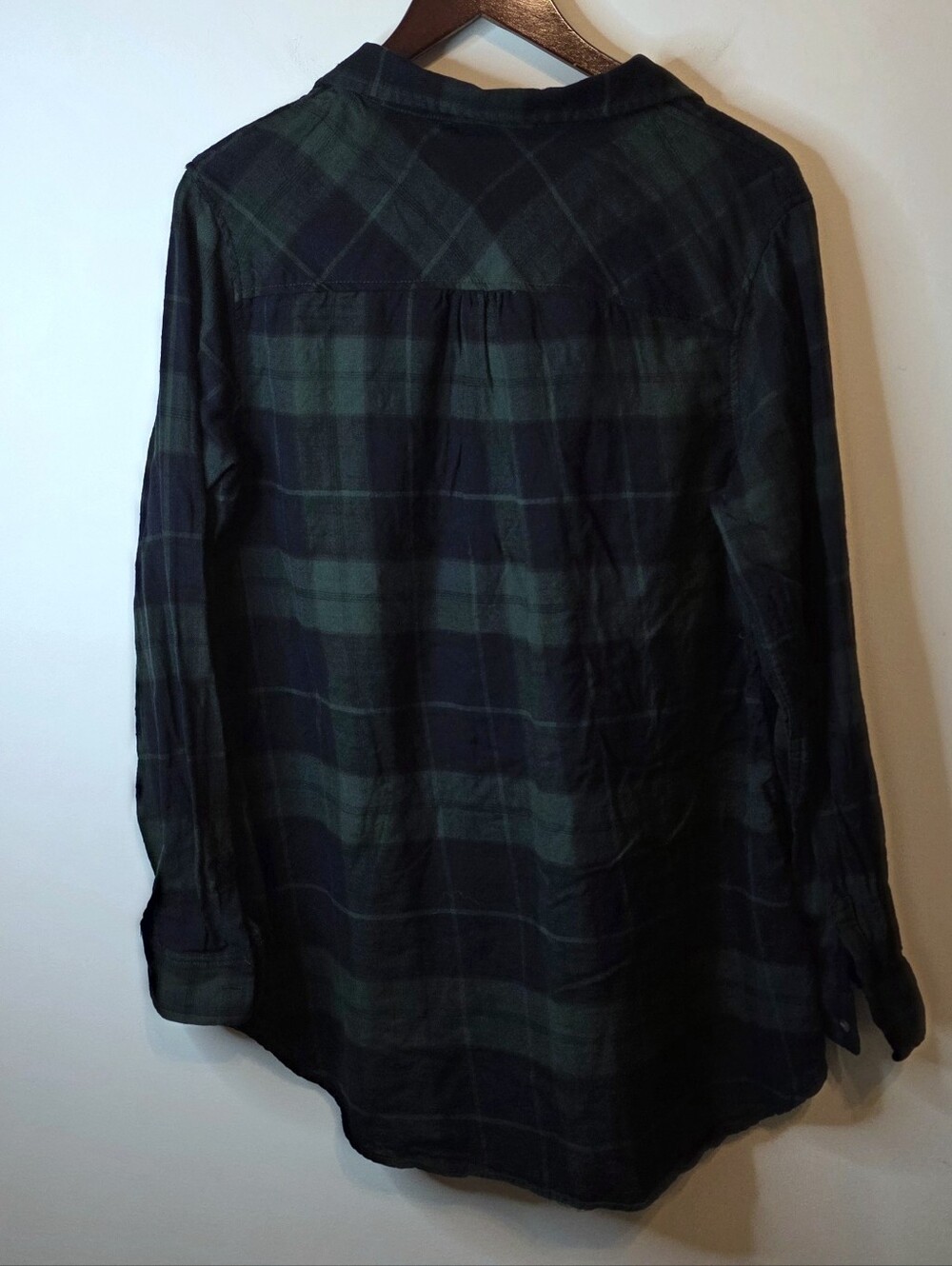 Liz Lange Maternity Green Navy Plaid Flannel Boyfriend Tunic Size XL - Picture 9 of 11